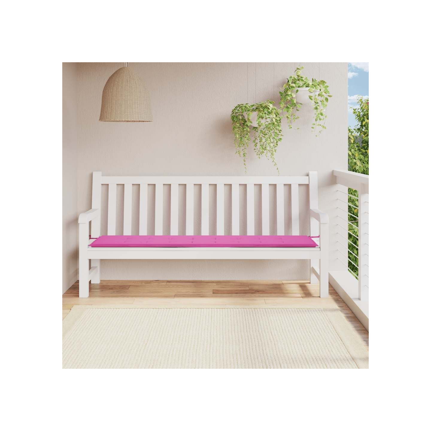 Coussin de banc de jardin rose 200x50x3 cm tissu