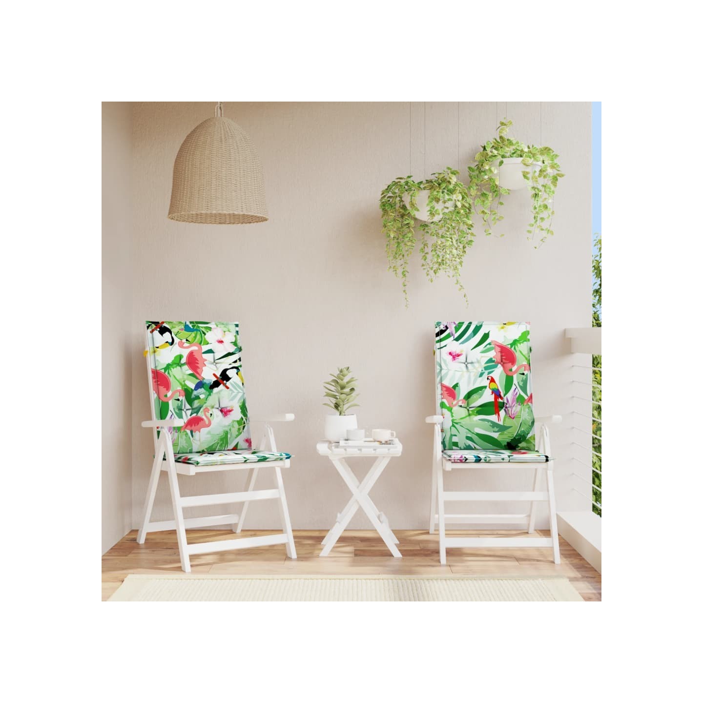 Coussins de chaise de jardin dossier haut lot de 2 multicolore