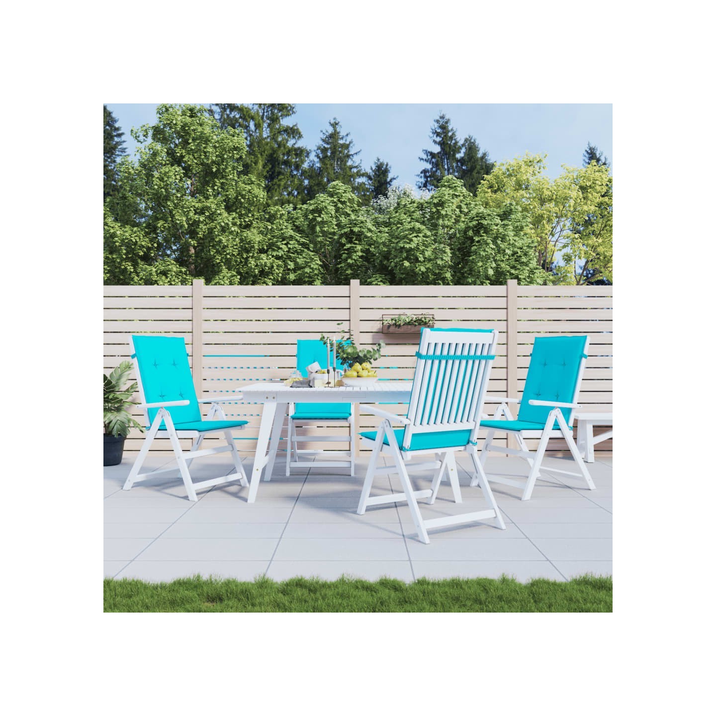 Coussins de chaise à dossier haut lot de 4 turquoise tissu