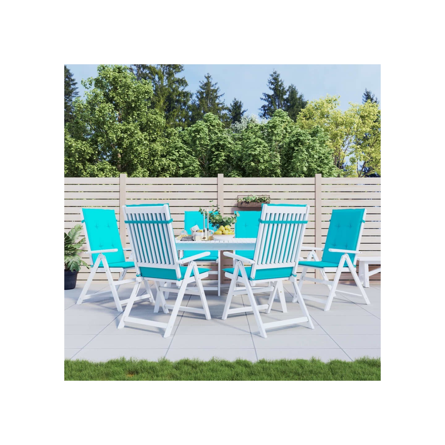 Coussins de chaise à dossier haut lot de 6 turquoise tissu