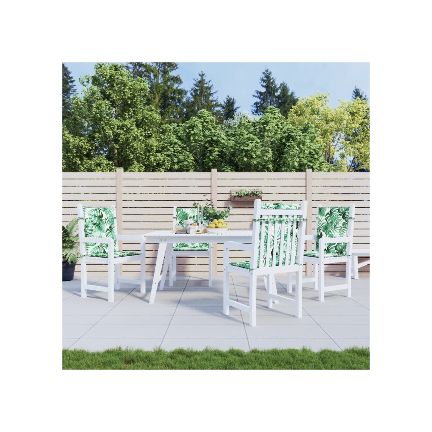 Coussins de chaise à dossier bas lot de 4 modèle de feuille