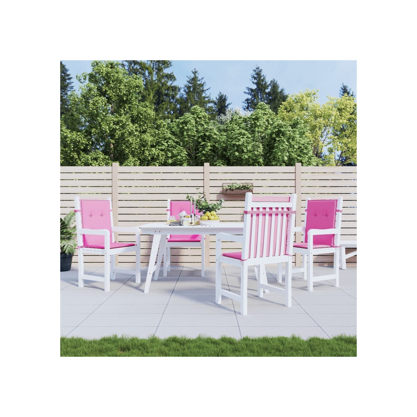Coussins de chaise à dossier bas lot de 4 rose tissu
