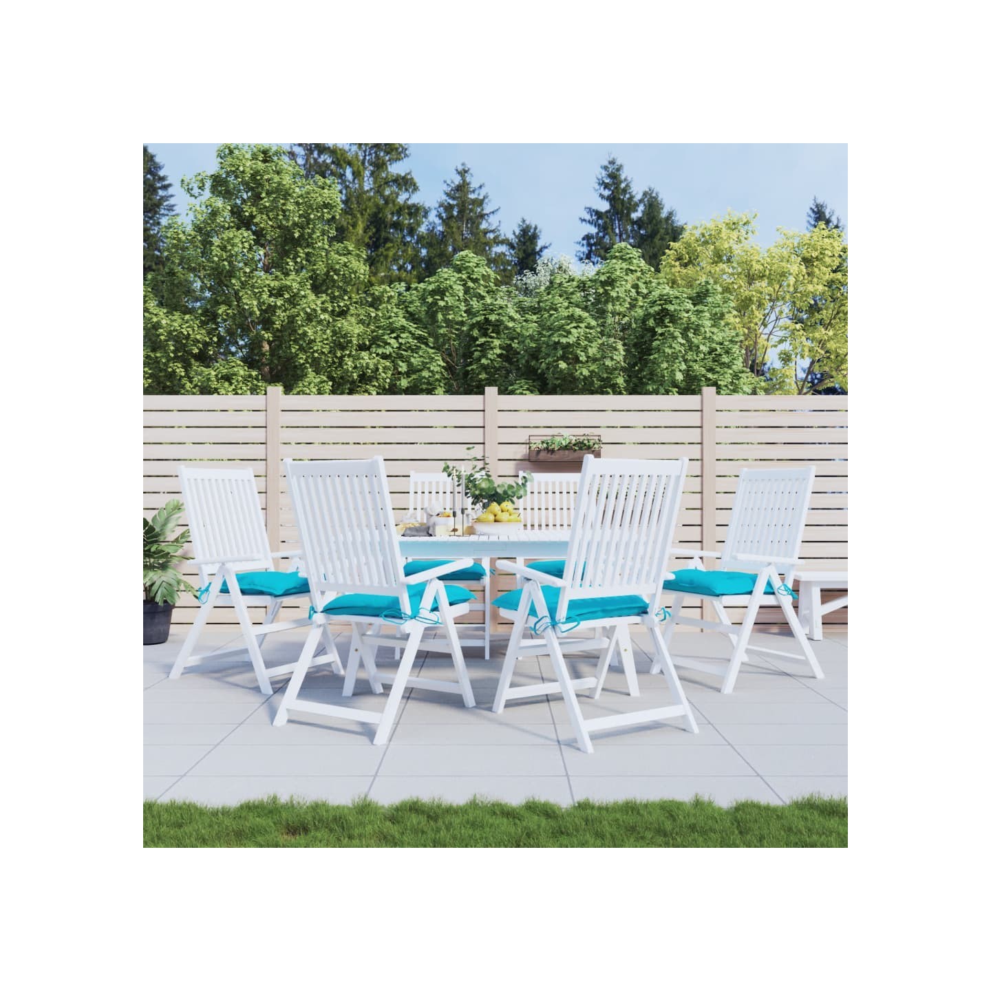 Coussins de chaise lot de 6 turquoise 40x40x7 cm tissu