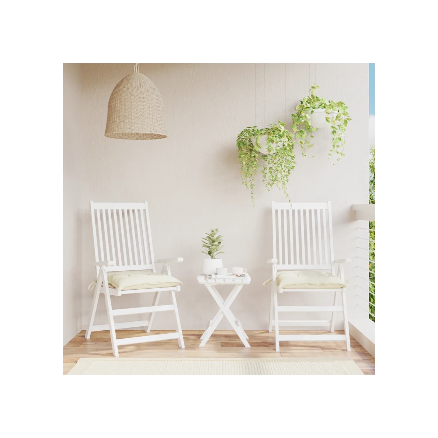 Coussins de chaise lot de 2 blanc crème 50x50x7 cm tissu oxford