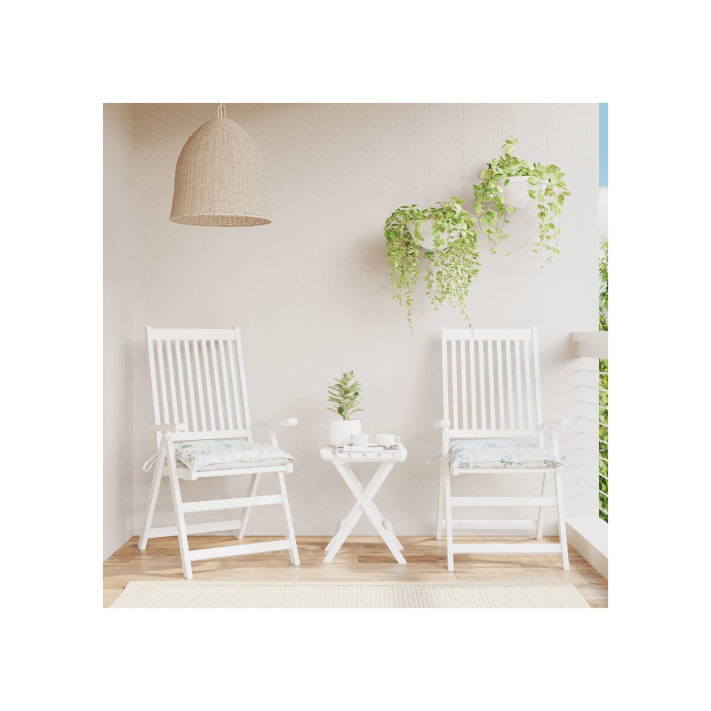 Coussins de chaise lot de 2 à motif de feuilles 50x50x7 cm