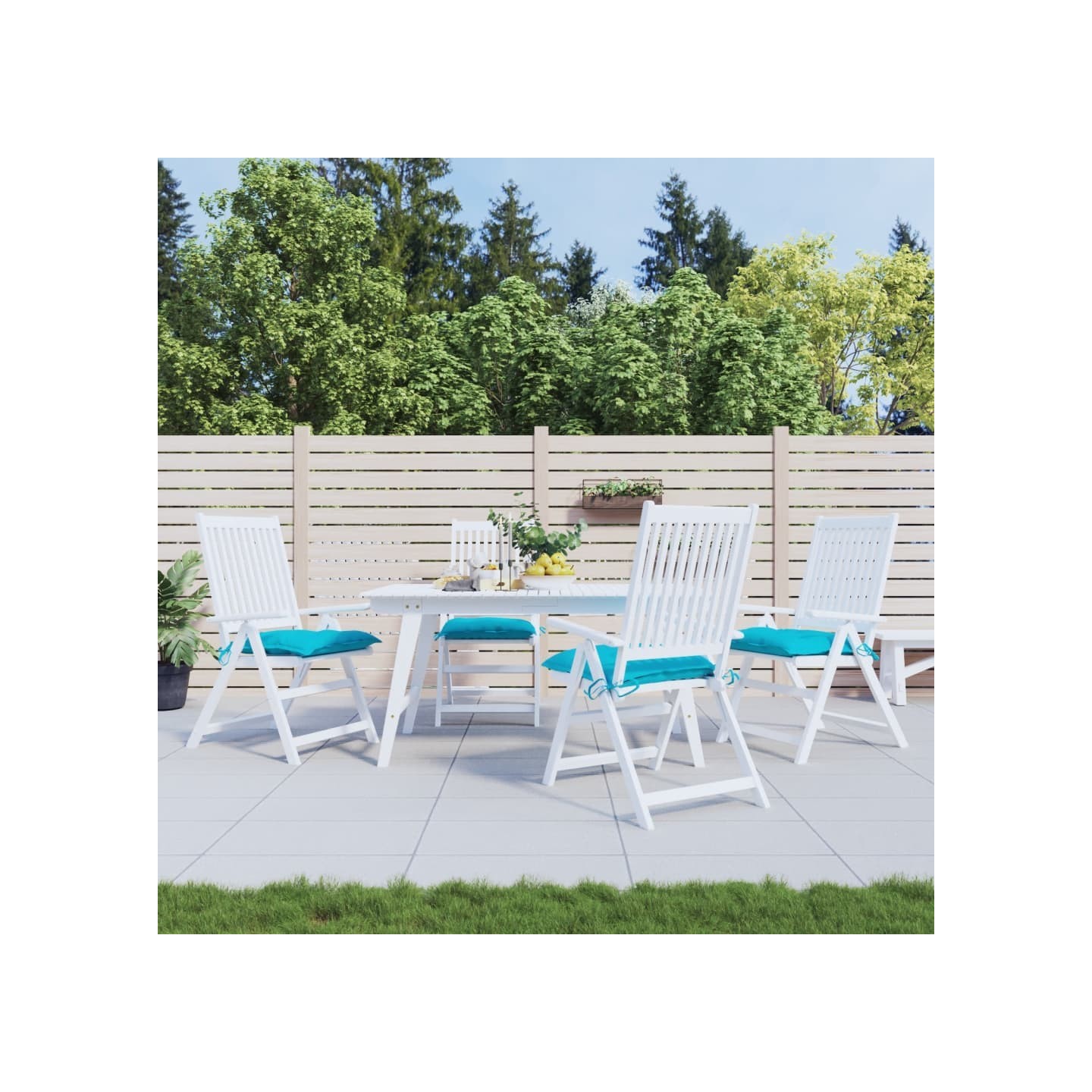 Coussins de chaise lot de 4 turquoise 50x50x7 cm tissu oxford