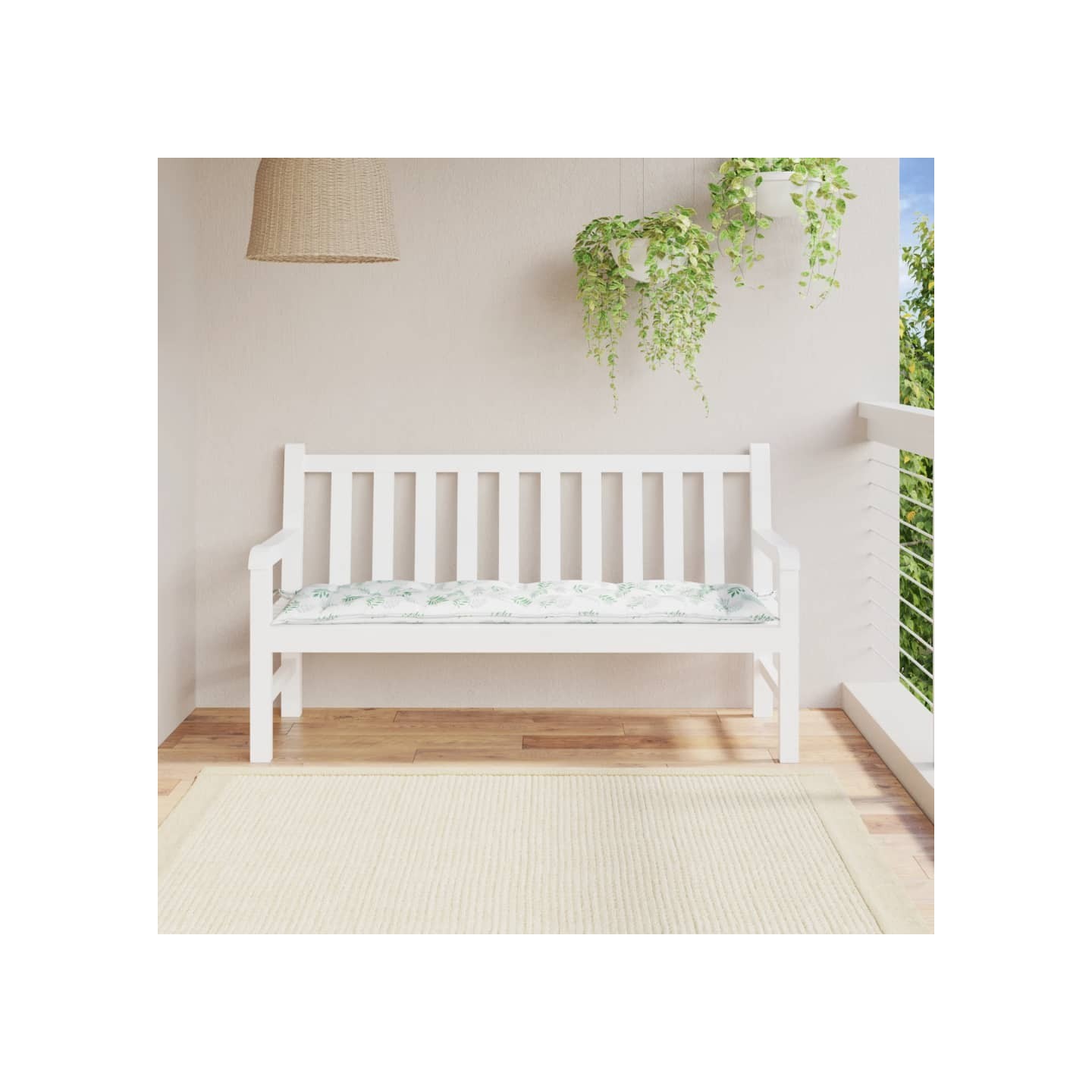 Coussin de banc de jardin motif de feuilles 150x50x7 cm