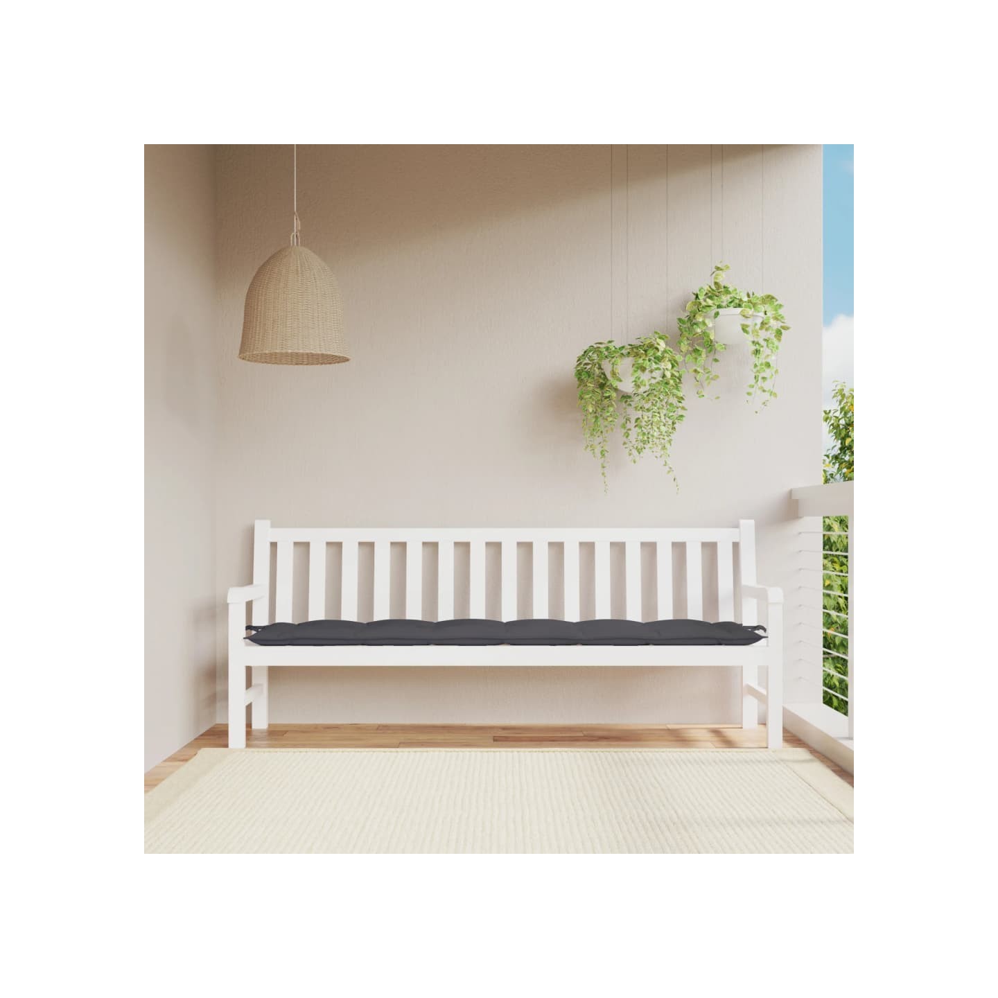 Coussin de banc de jardin anthracite 200x50x7 cm tissu oxford