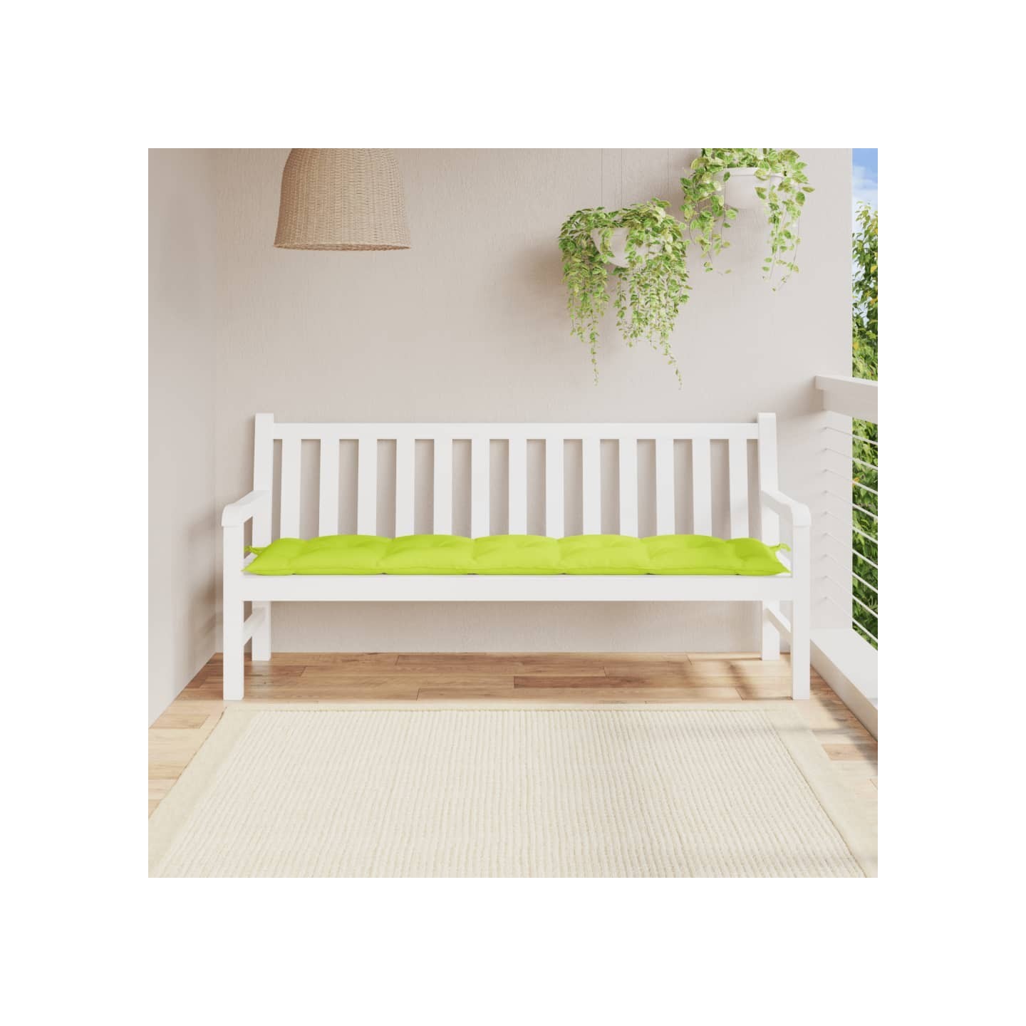 Coussin de banc de jardin vert brillant 180x50x7cm tissu oxford