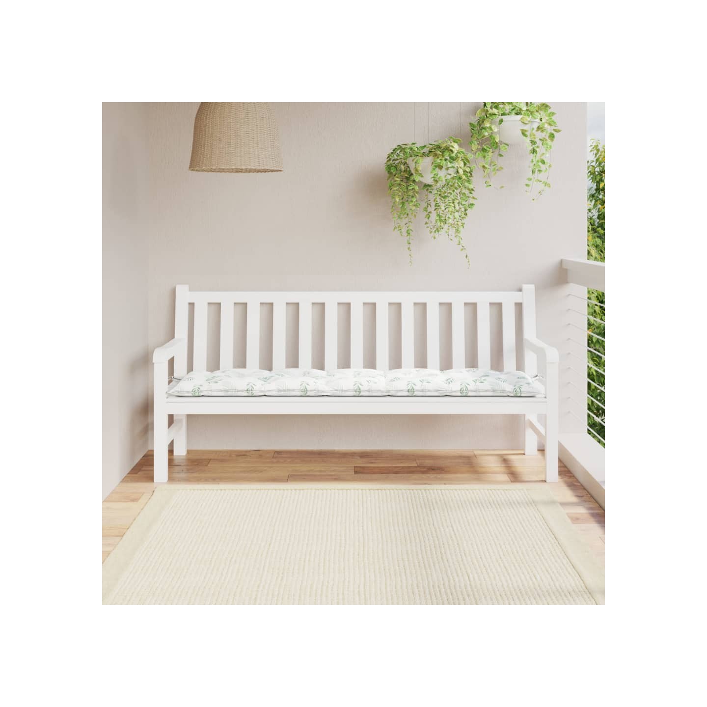 Coussin de banc de jardin motif de feuilles 180x50x7 cm