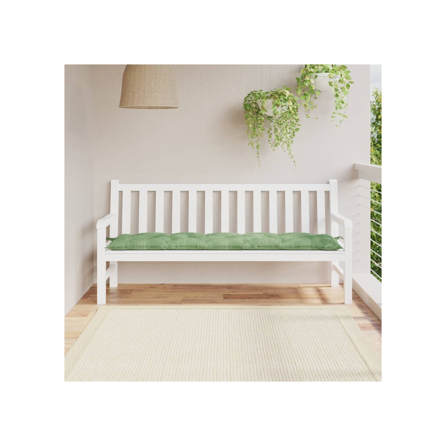 Coussin de banc de jardin motif de feuilles 180x50x7 cm