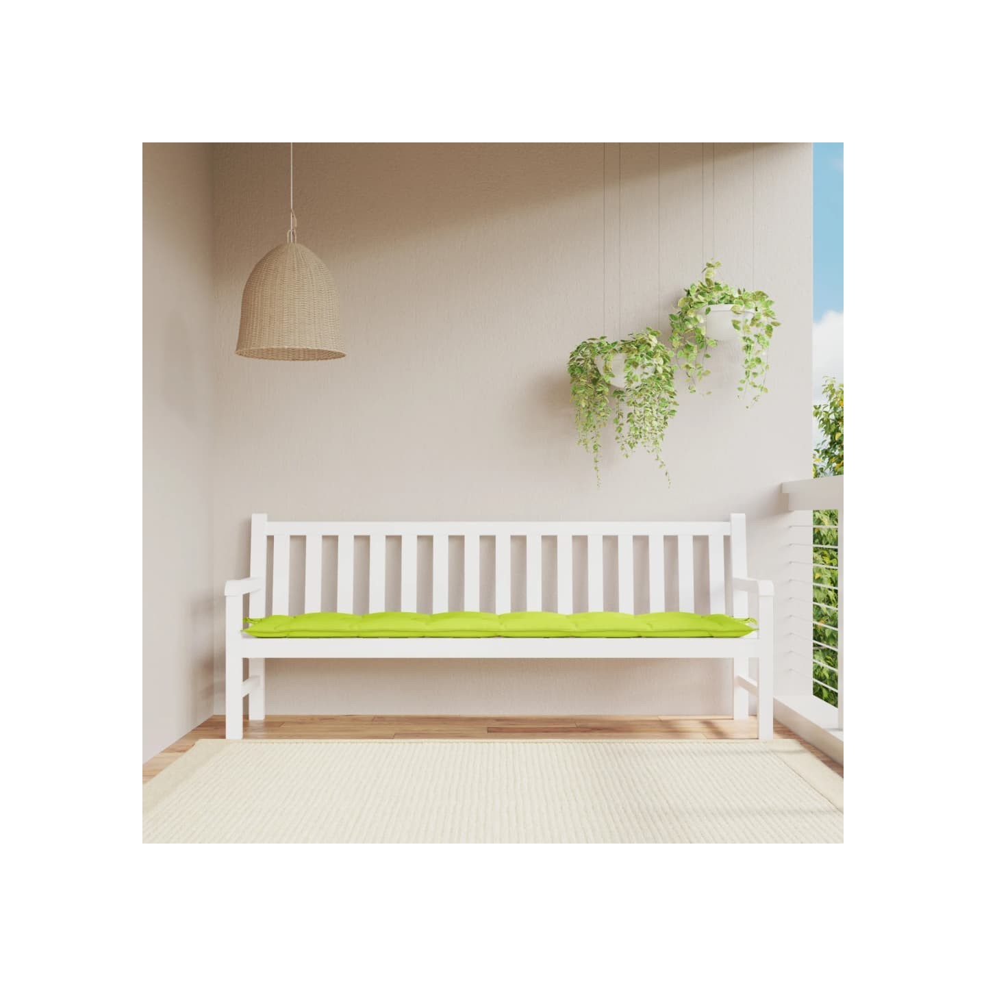 Coussin de banc de jardin vert brillant 200x50x7cm tissu oxford
