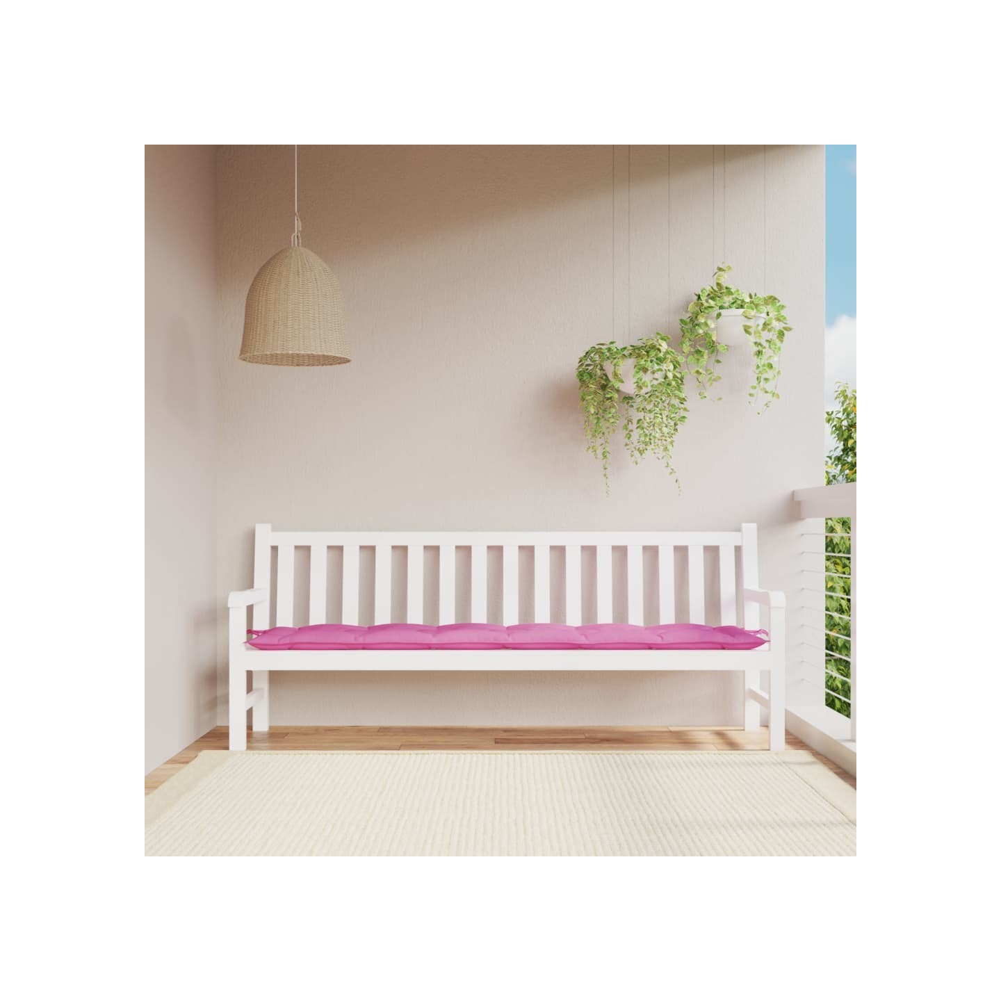 Coussin de banc de jardin rose 200x50x7 cm tissu
