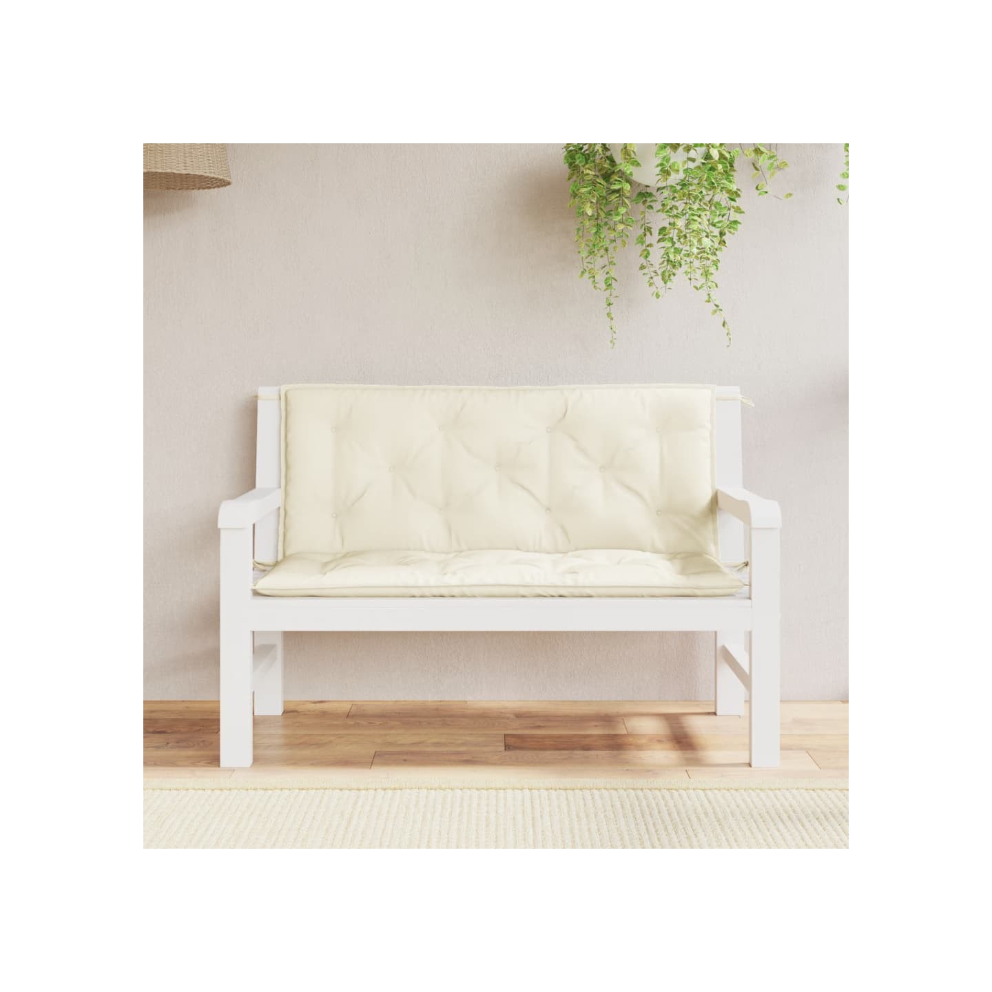 Coussins de banc de jardin lot de 2 blanc crème tissu Oxford