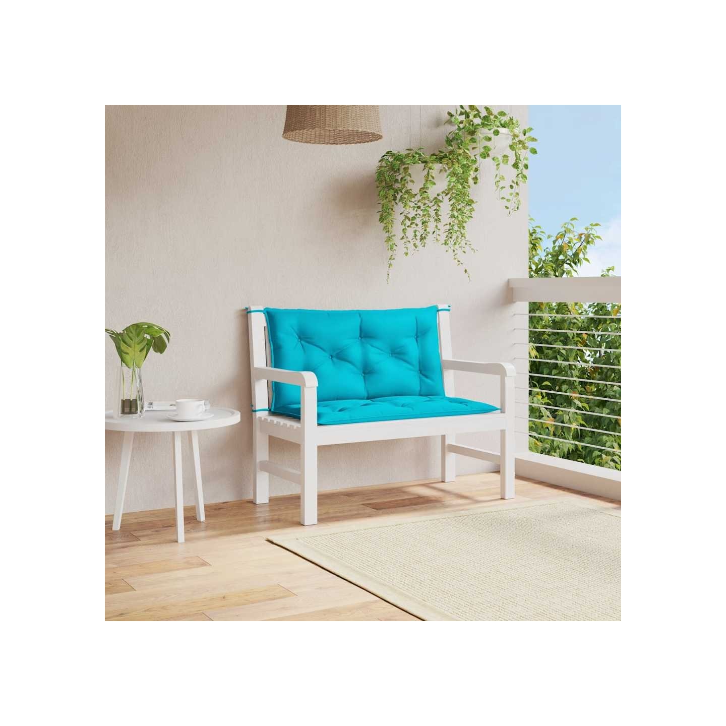 Coussins de banc de jardin lot de 2 turquoise 100x50x7 cm tissu