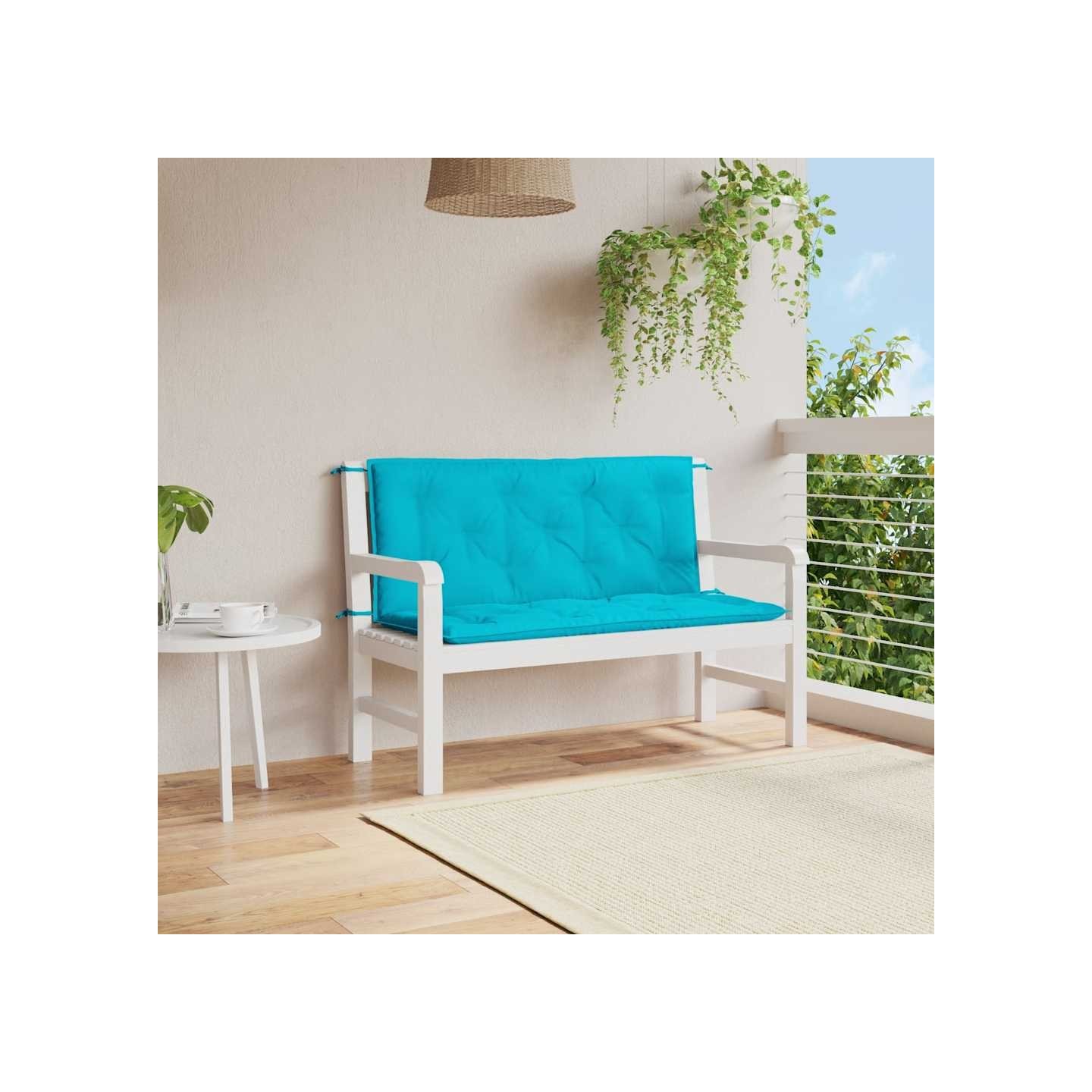 Coussins de banc de jardin lot de 2 turquoise 120x50x7 cm tissu