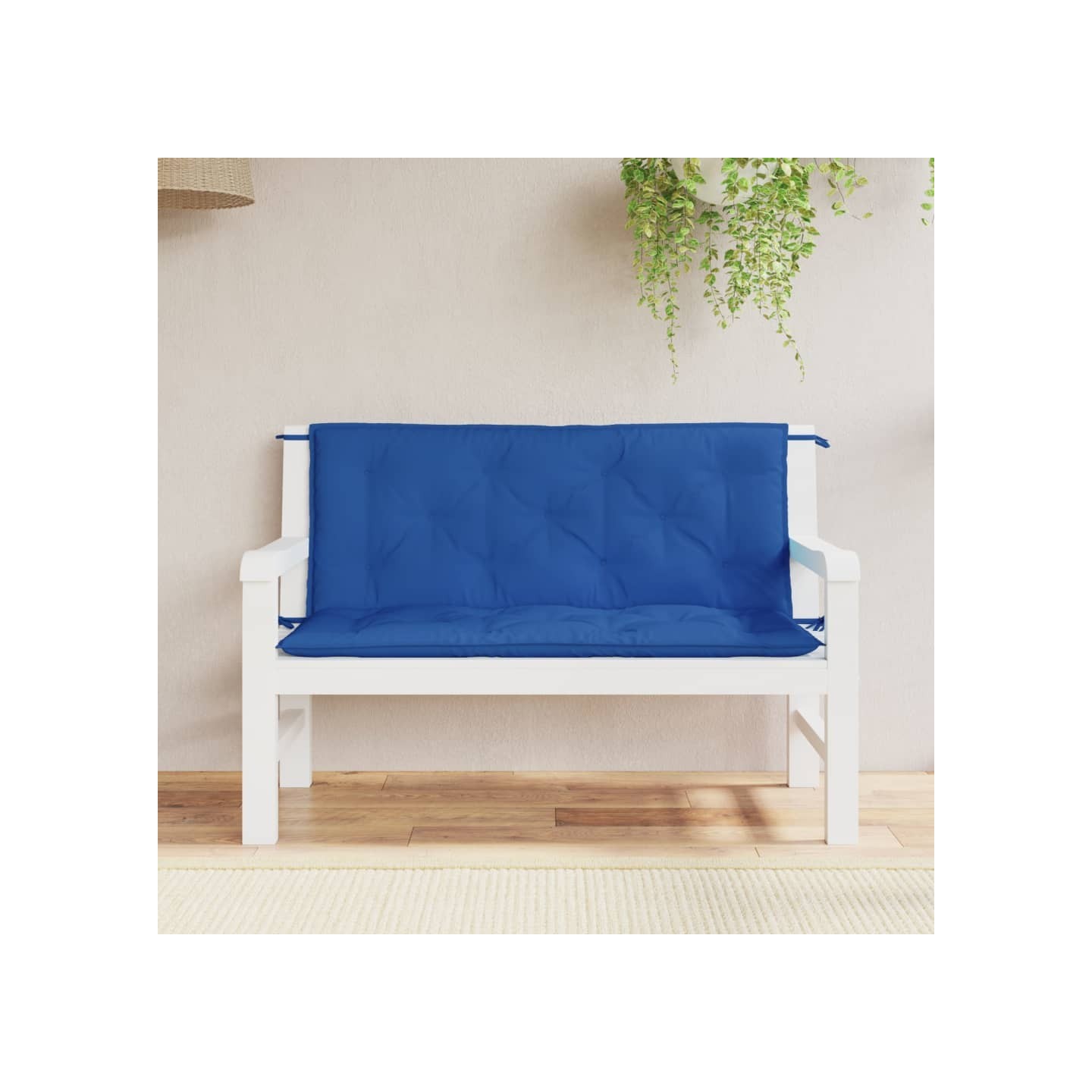 Coussins de banc jardin lot de 2 bleu 120x50x7 cm tissu Oxford