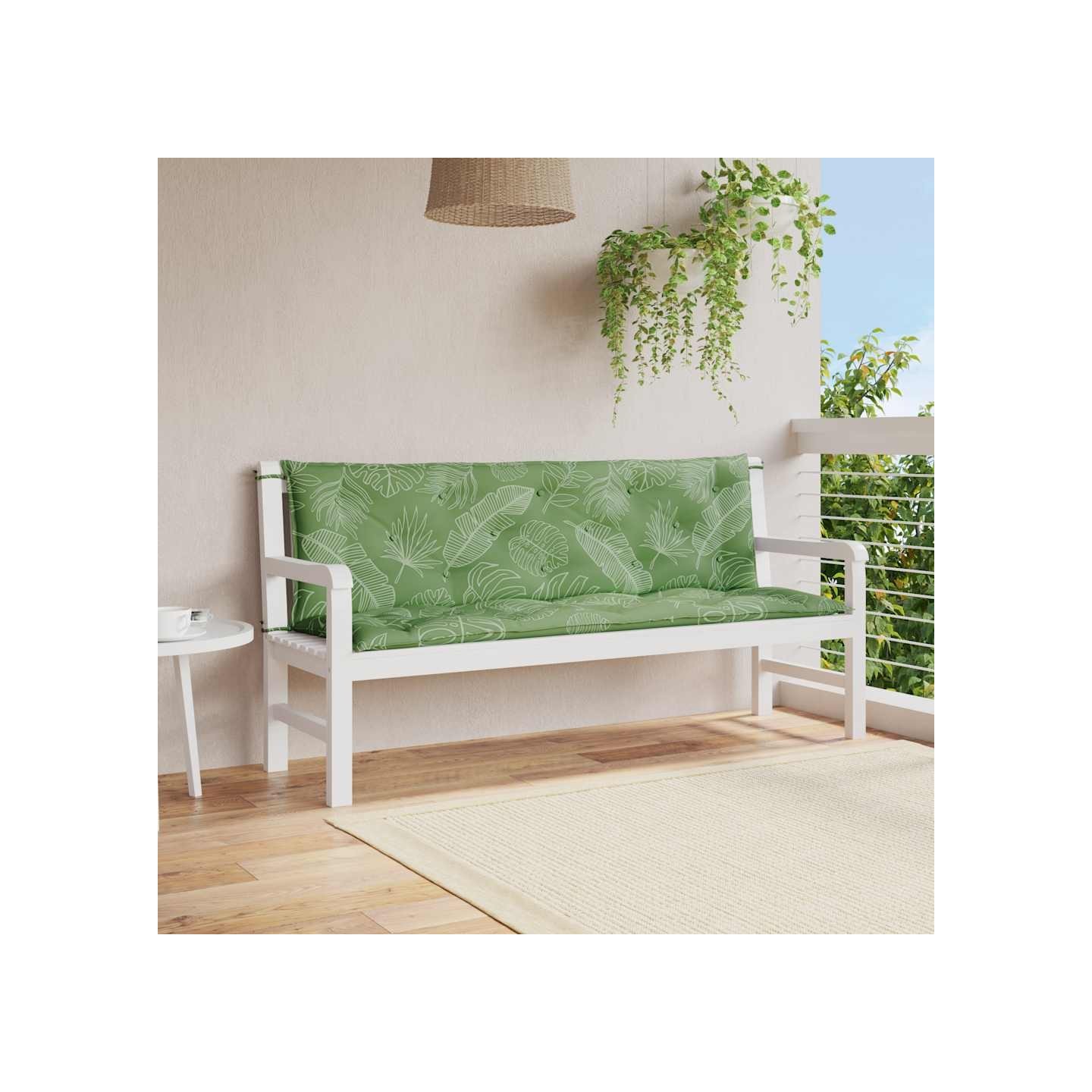 Coussins de banc de jardin lot de 2 motif de feuilles tissu