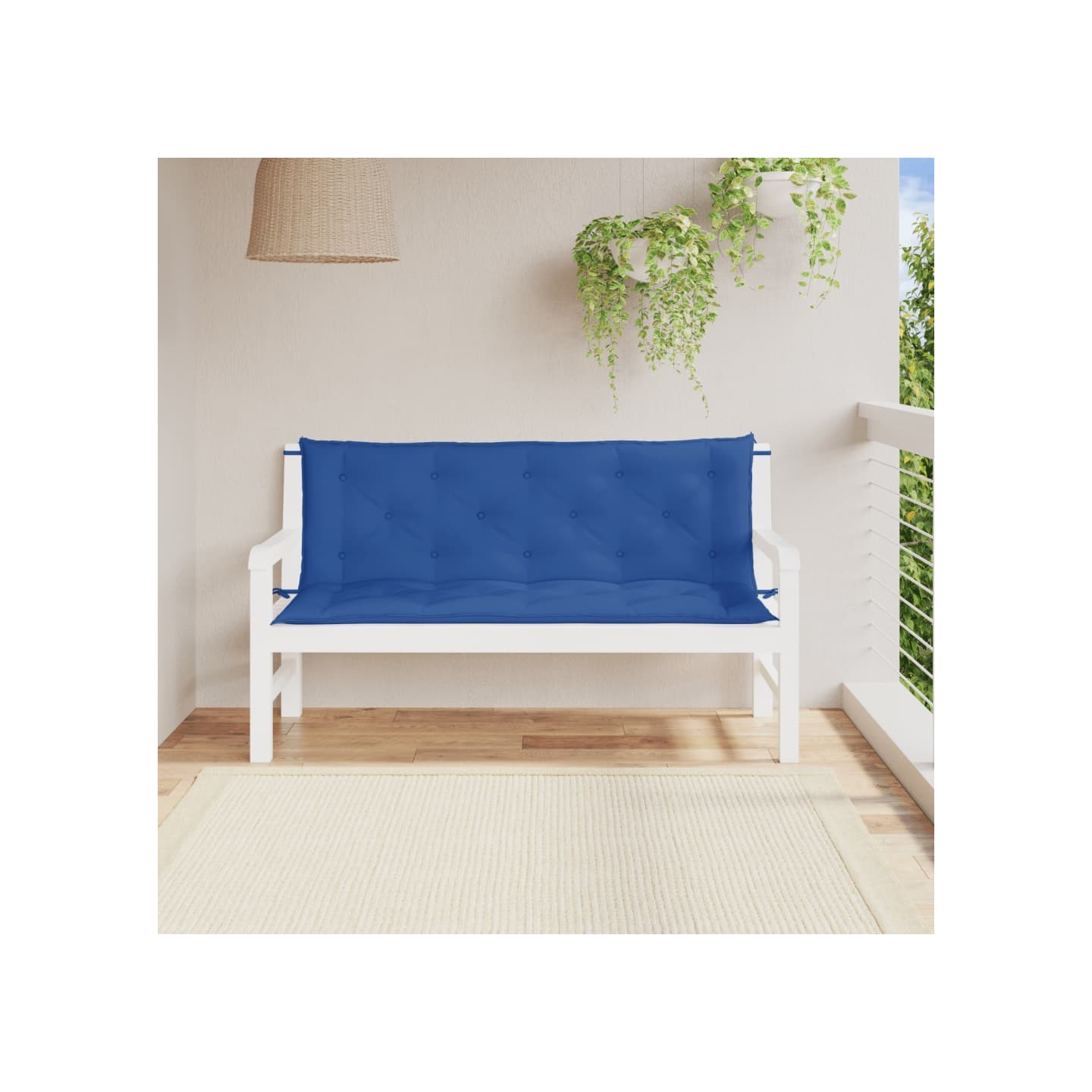 Coussins de banc jardin lot de 2 bleu 150x50x7 cm tissu Oxford