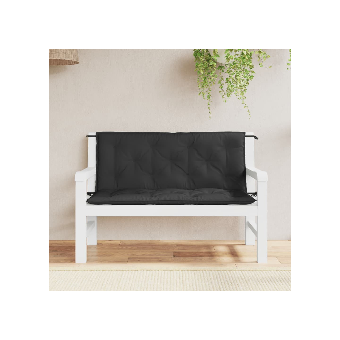 Coussins de banc jardin lot de 2 noir 120x50x7 cm tissu Oxford