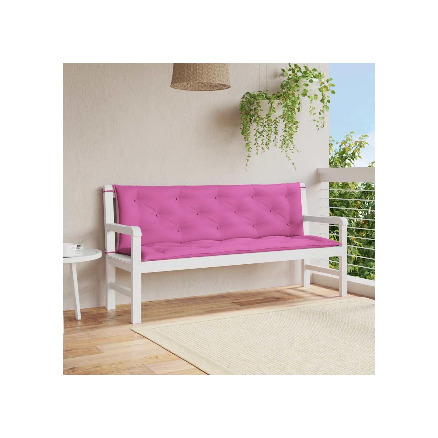 Coussins de banc de jardin lot de 2 rose 150x50x7 cm tissu