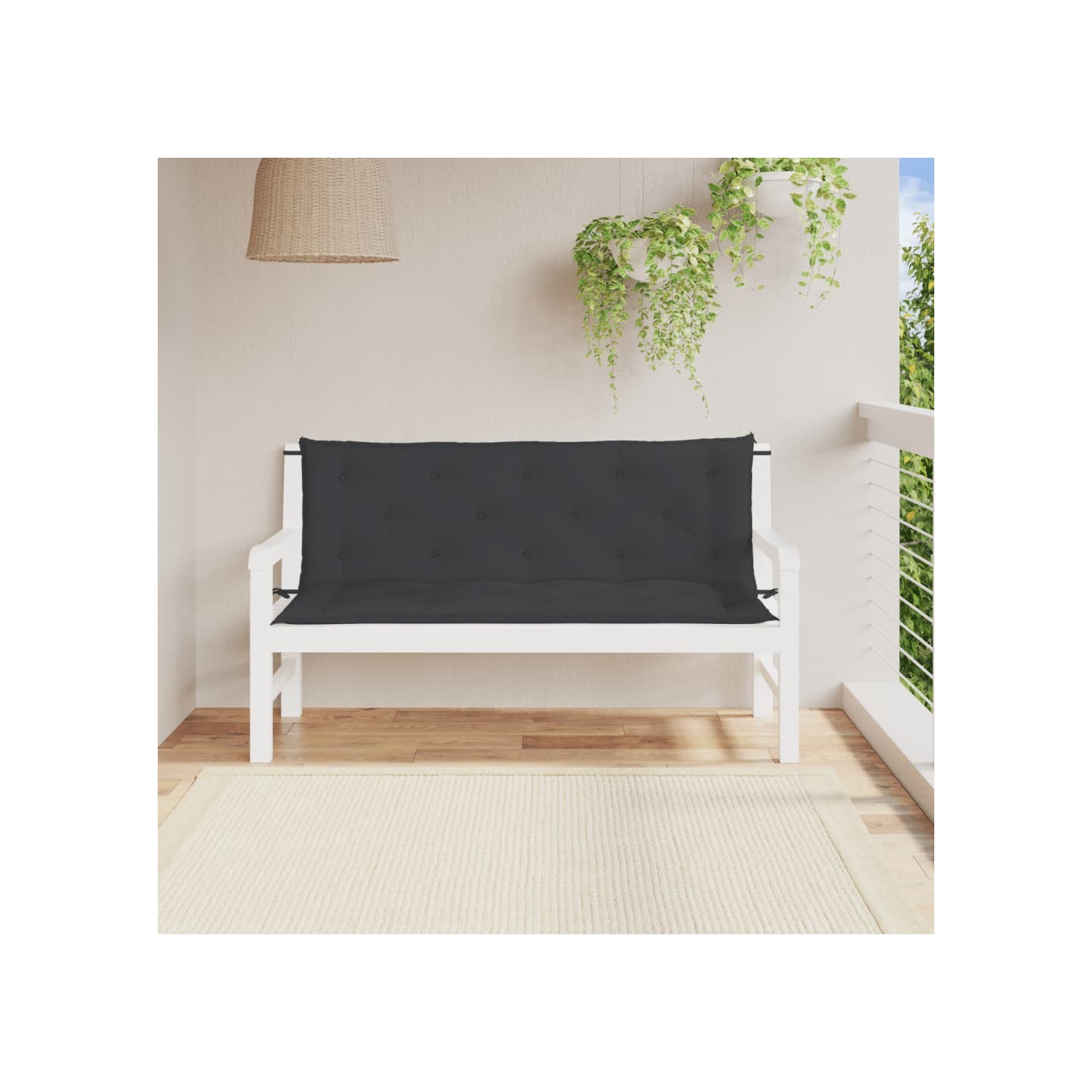 Coussins de banc jardin lot de 2 noir 150x50x7 cm tissu Oxford