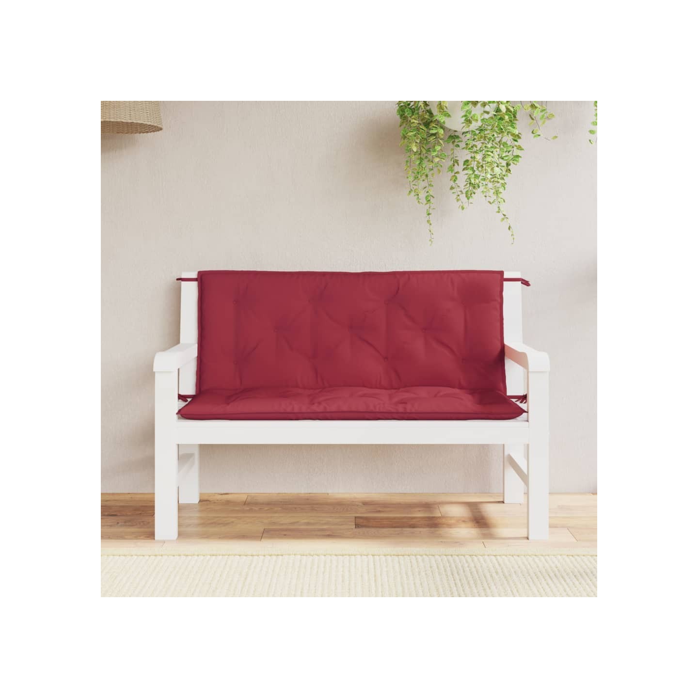 Coussins de banc de jardin lot de 2 rouge bordeaux tissu Oxford