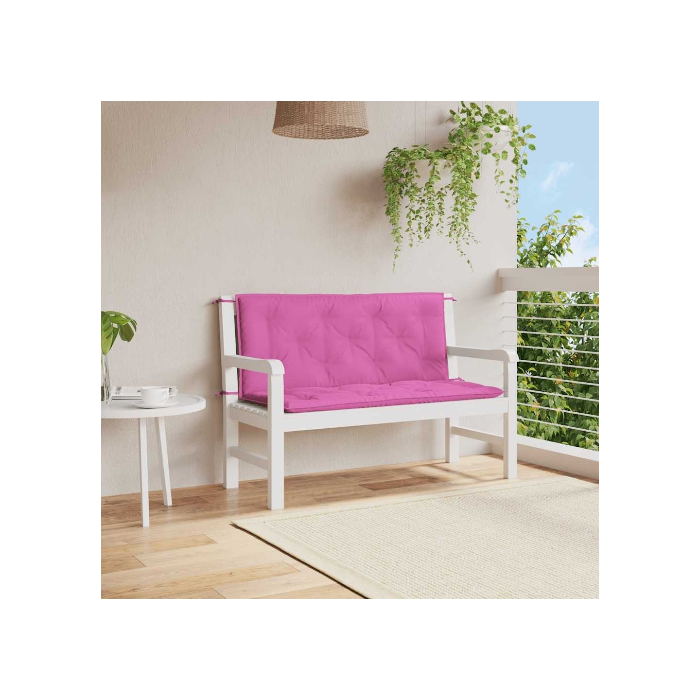 Coussins de banc de jardin lot de 2 rose 120x50x7 cm tissu