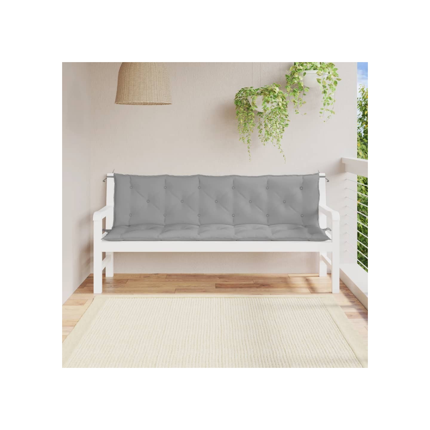 Coussins de banc jardin lot de 2 gris 180x50x7 cm tissu Oxford
