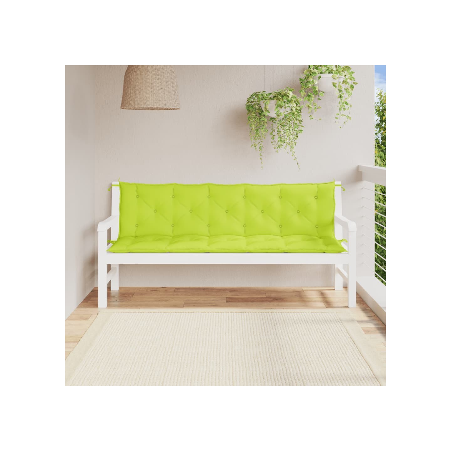 Coussins de banc de jardin lot de 2 vert vif tissu Oxford