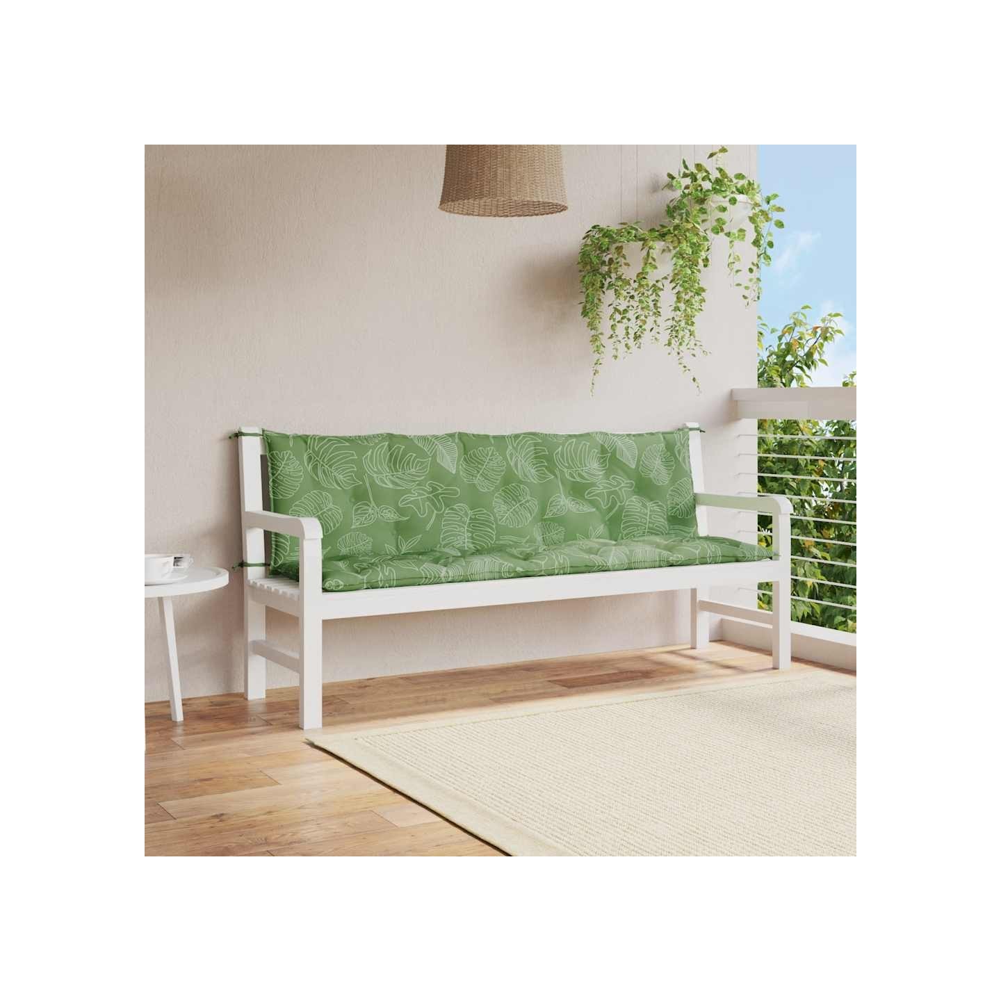 Coussins de banc jardin lot de 2 motif de feuilles tissu Oxford