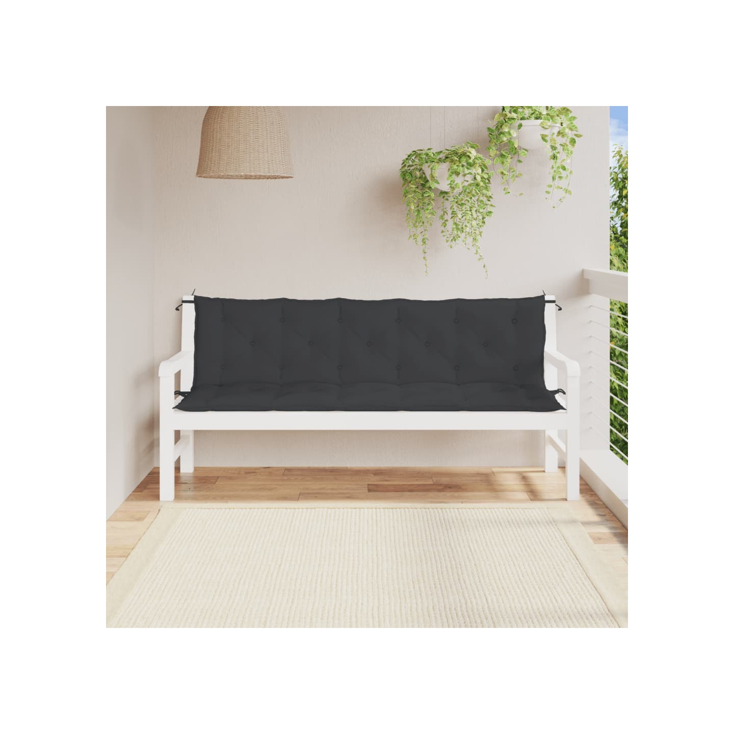 Coussins de banc jardin lot de 2 noir 180x50x7 cm tissu Oxford