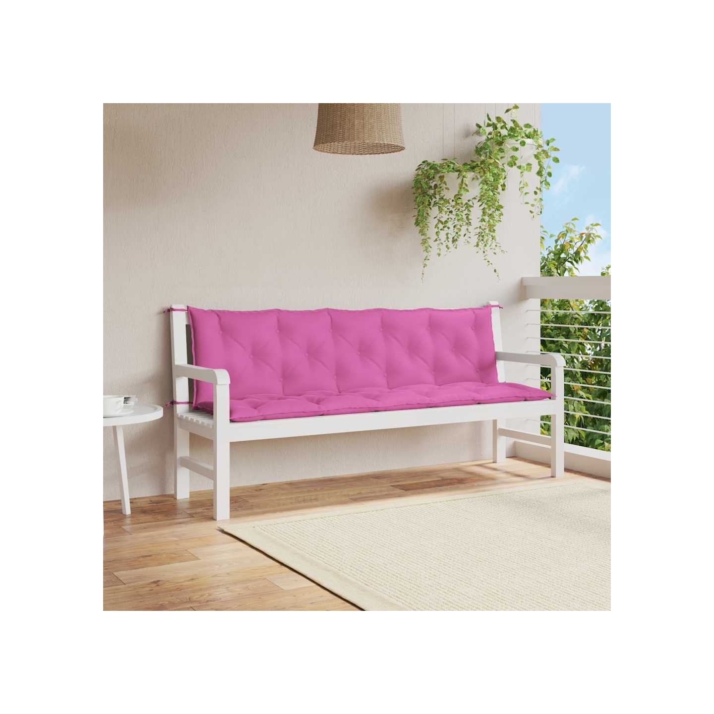 Coussins de banc de jardin lot de 2 rose tissu Oxford