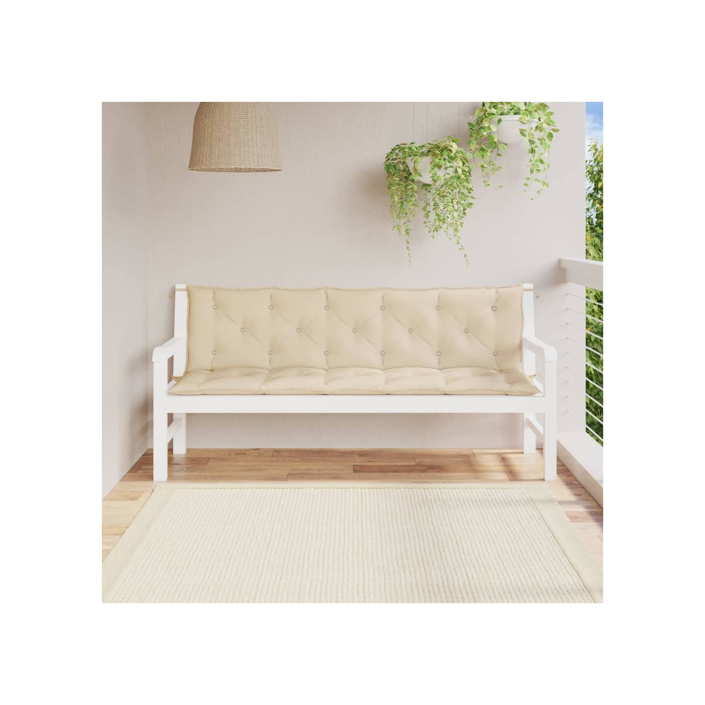 Coussins de banc jardin lot de 2 beige 180x50x7 cm tissu Oxford