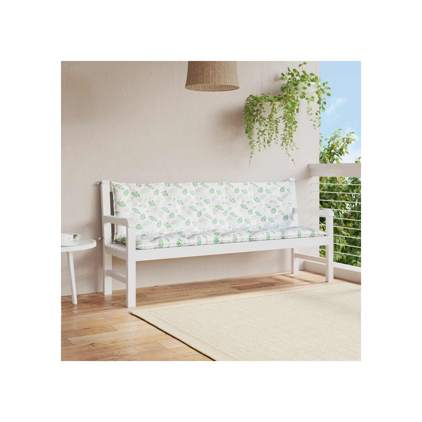 Coussins de banc jardin lot de 2 motif de feuilles tissu Oxford