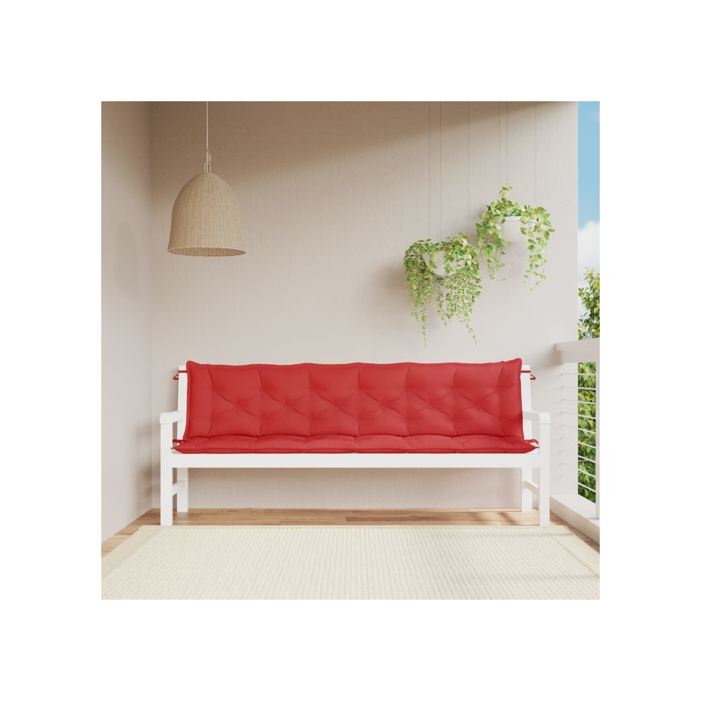 Coussins de banc jardin lot de 2 rouge 200x50x7 cm tissu Oxford