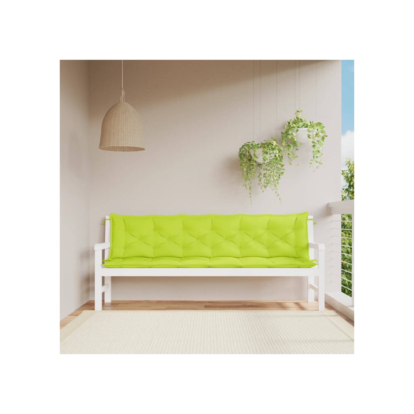 Coussins de banc de jardin lot de 2 vert vif tissu Oxford