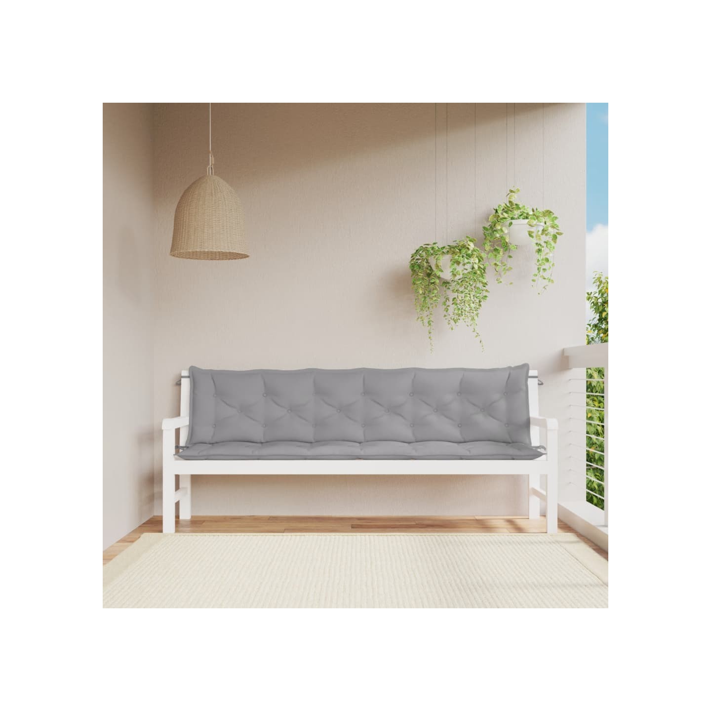 Coussins de banc jardin lot de 2 gris 200x50x7 cm tissu Oxford