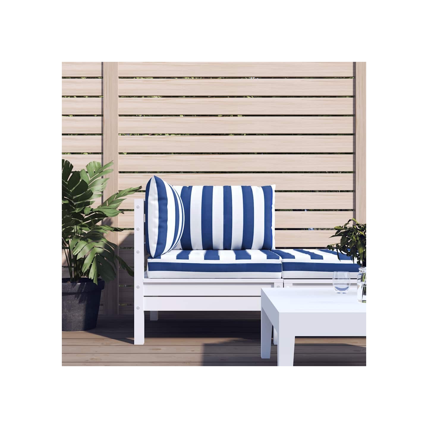 Coussins de palette lot de 3 rayures bleues/blanches