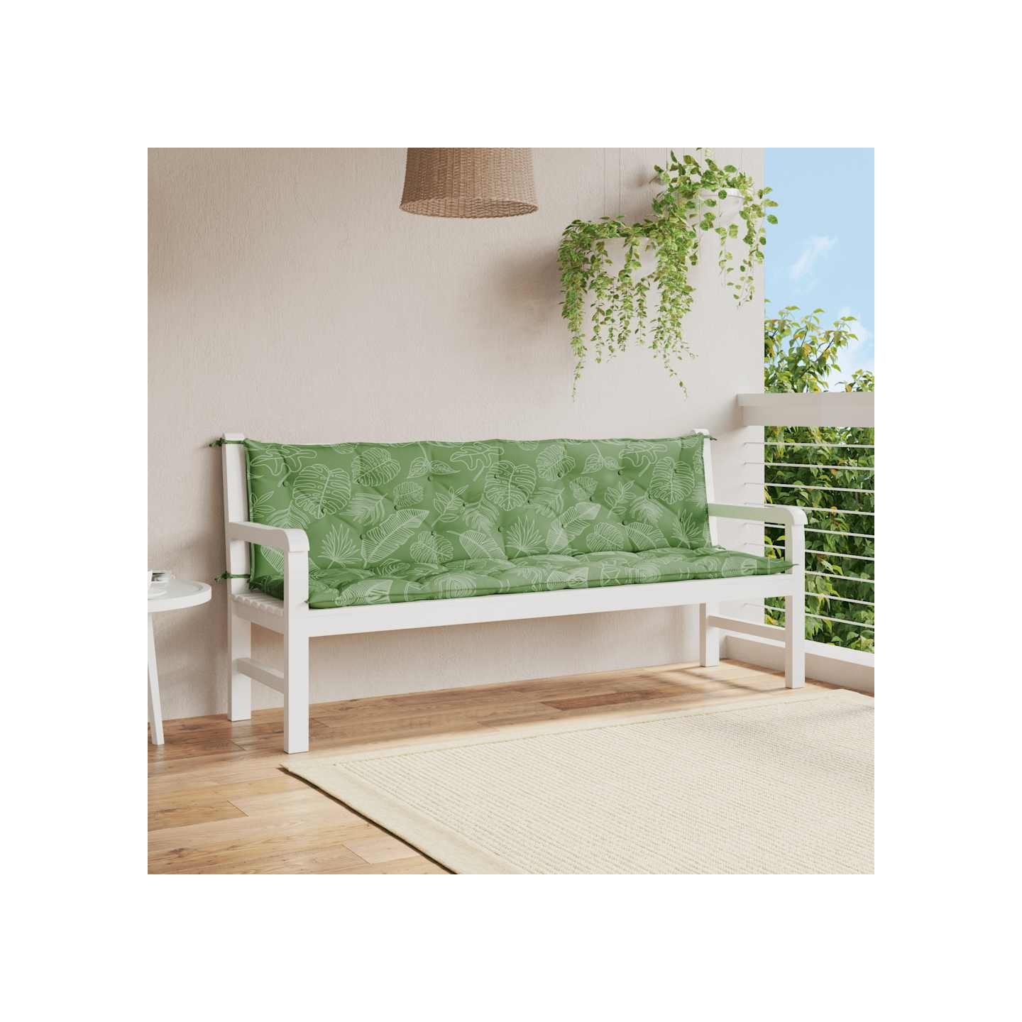 Coussins de banc de jardin lot de 2 motif de feuilles tissu