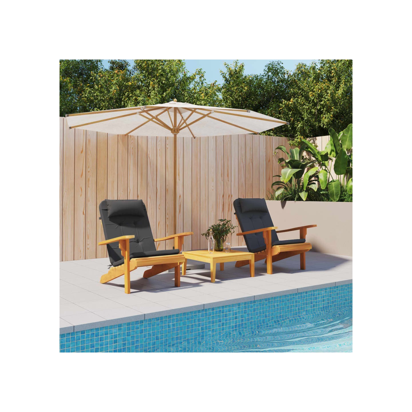 Coussins de chaise adirondack lot de 2 noir tissu oxford