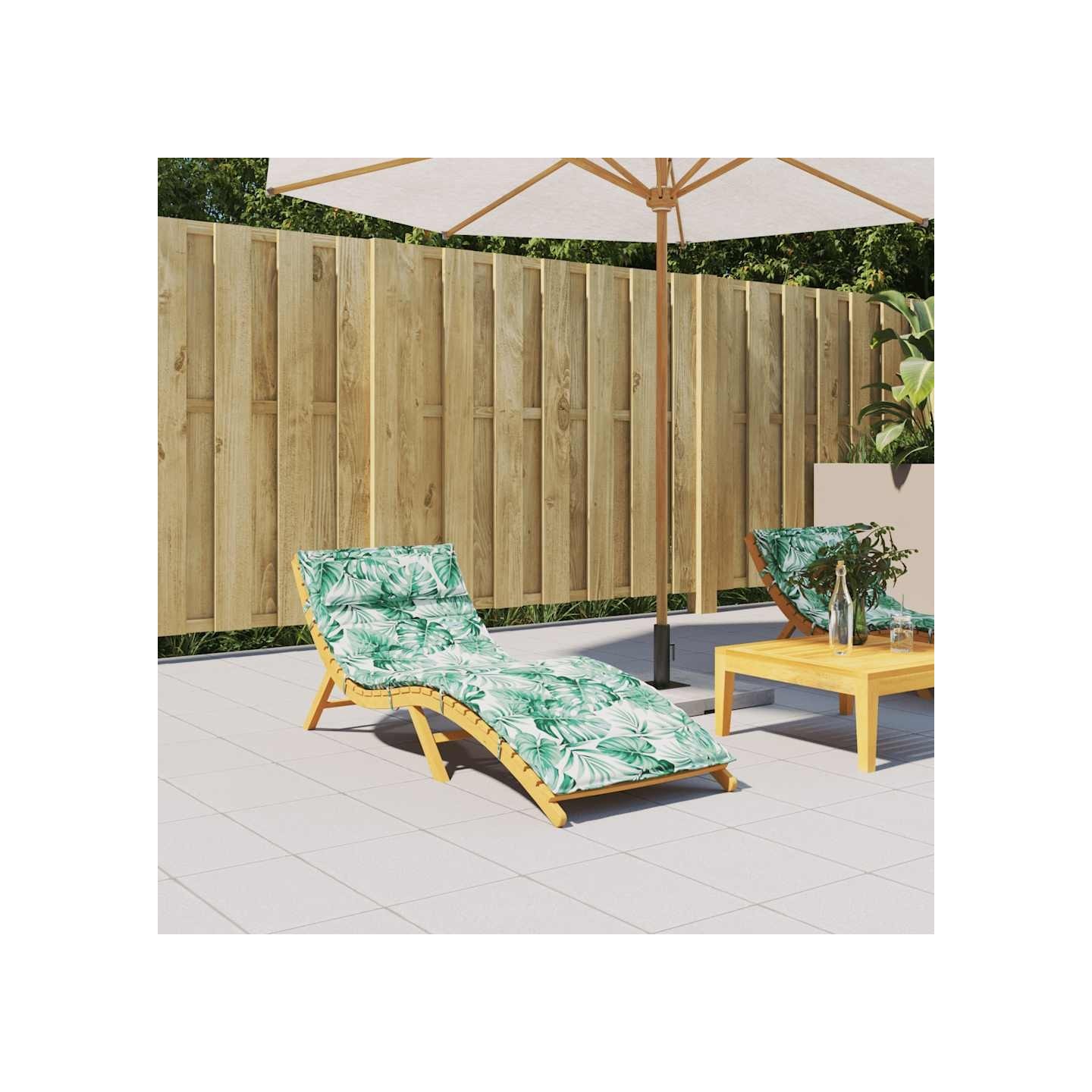 Coussin de chaise longue motif de feuilles 180x60x4 cm