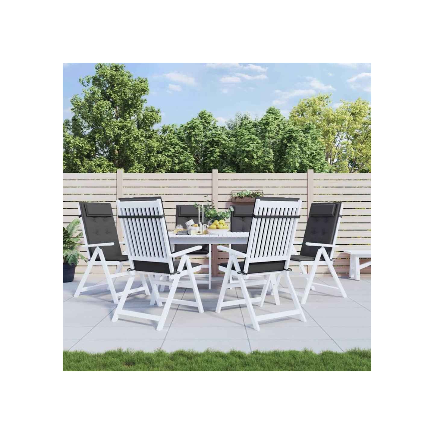 Coussins de chaise à dossier haut lot de 6 anthracite