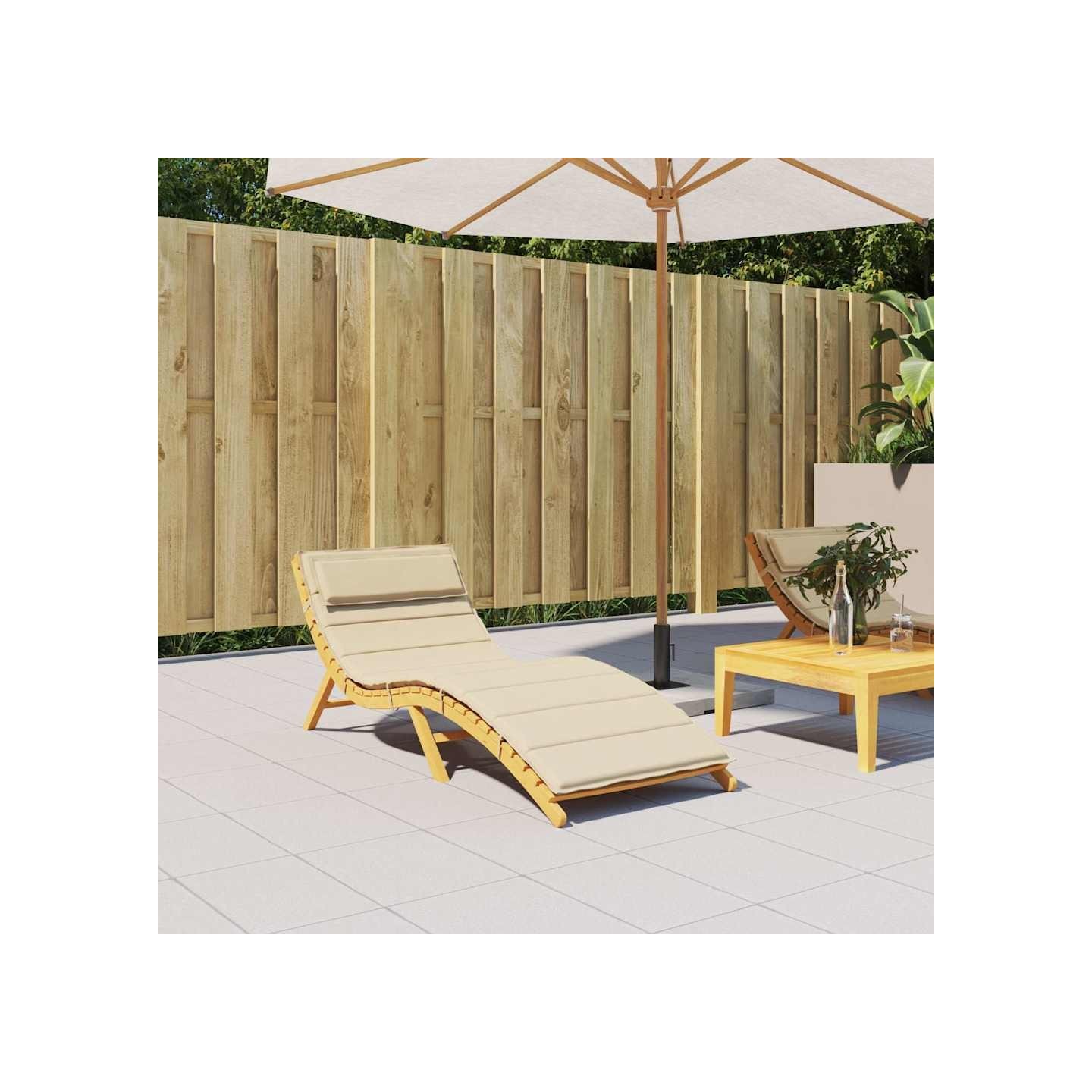 Coussin de chaise longue beige 180x60x4 cm tissu oxford
