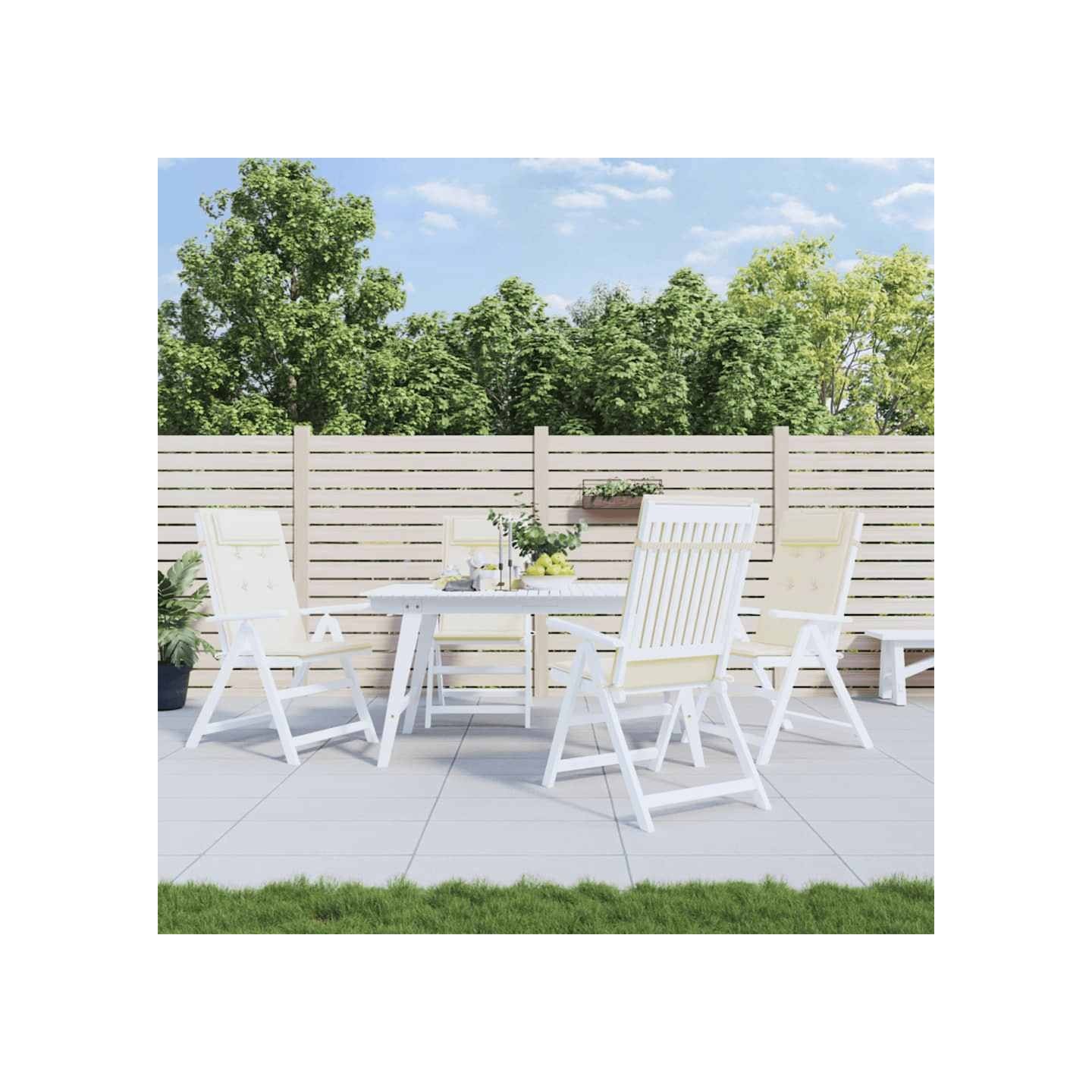 Coussins de chaise à dossier haut lot de 4 crème tissu oxford