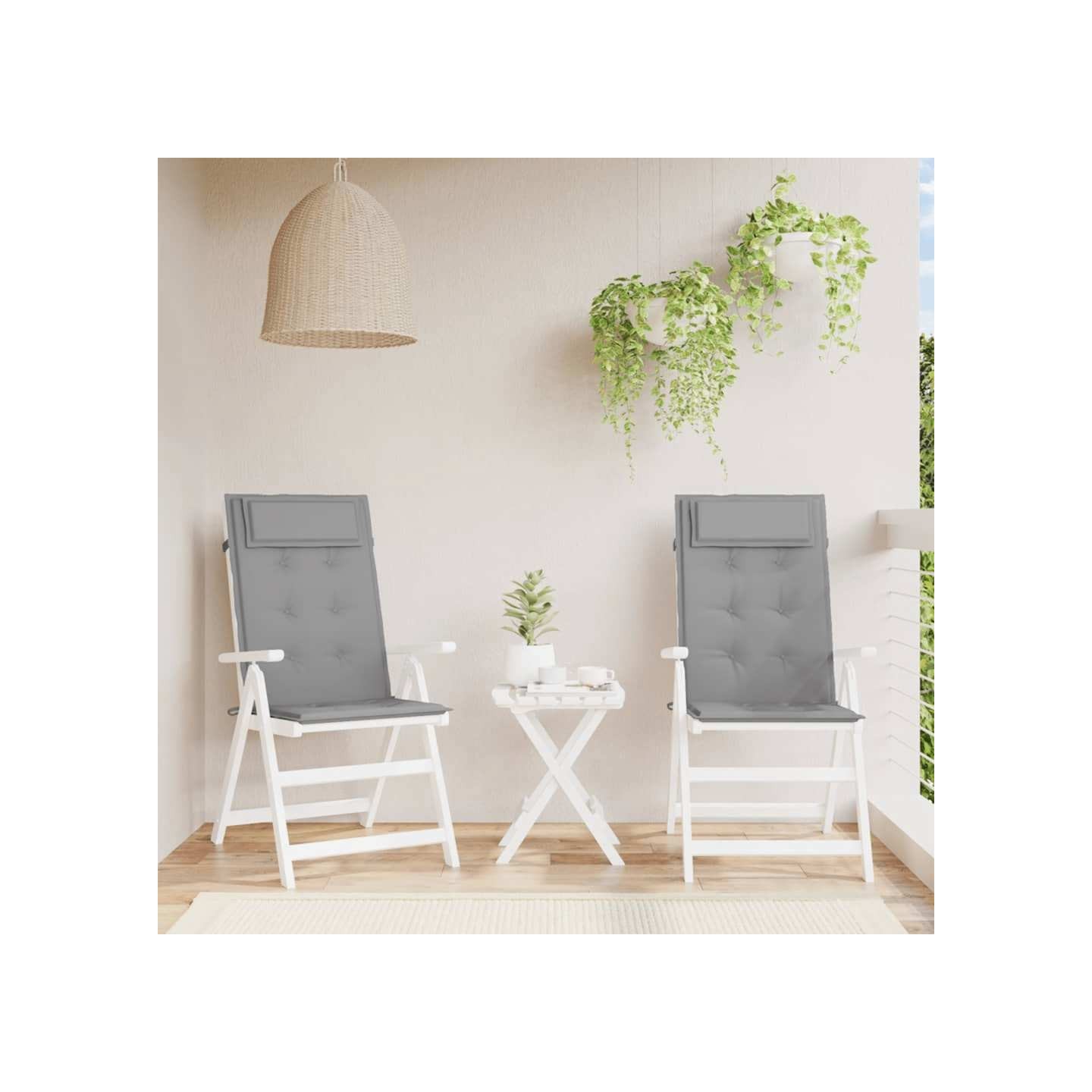 Coussins de chaise à dossier haut lot de 2 gris tissu oxford