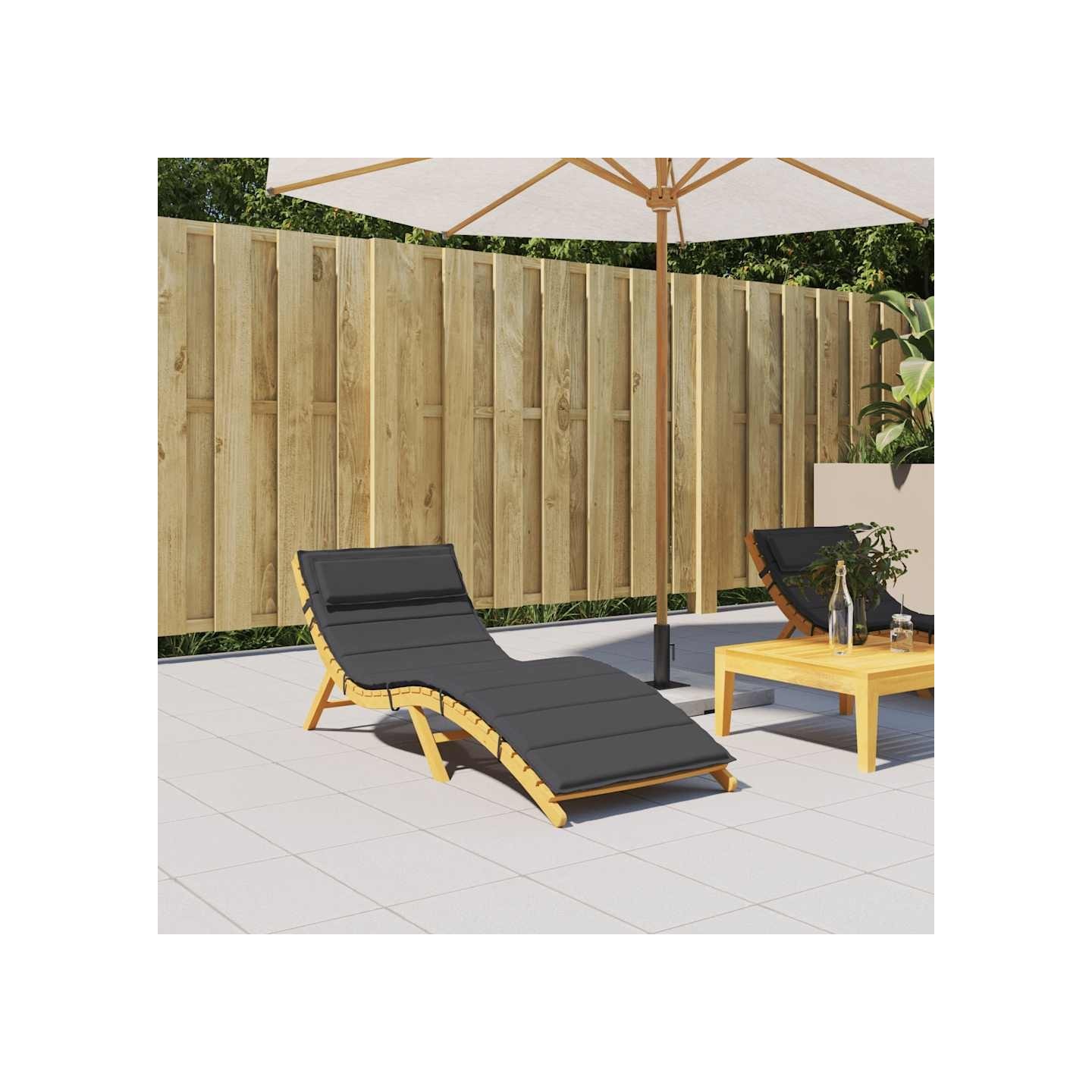 Coussin de chaise longue noir 180x60x4 cm tissu oxford