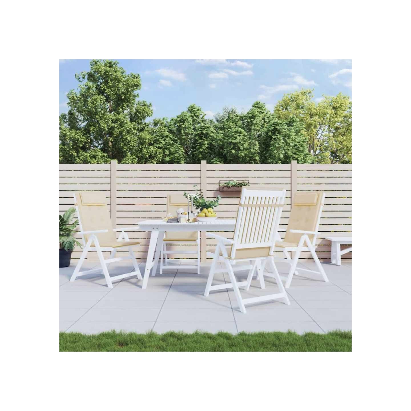 Coussins de chaise à dossier haut lot de 4 beige tissu oxford