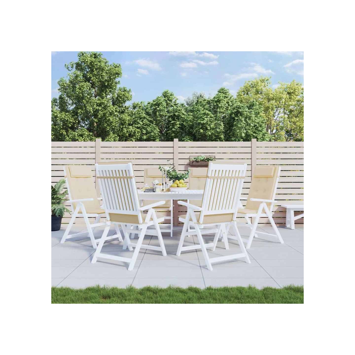 Coussins de chaise à dossier haut lot de 6 beige tissu oxford