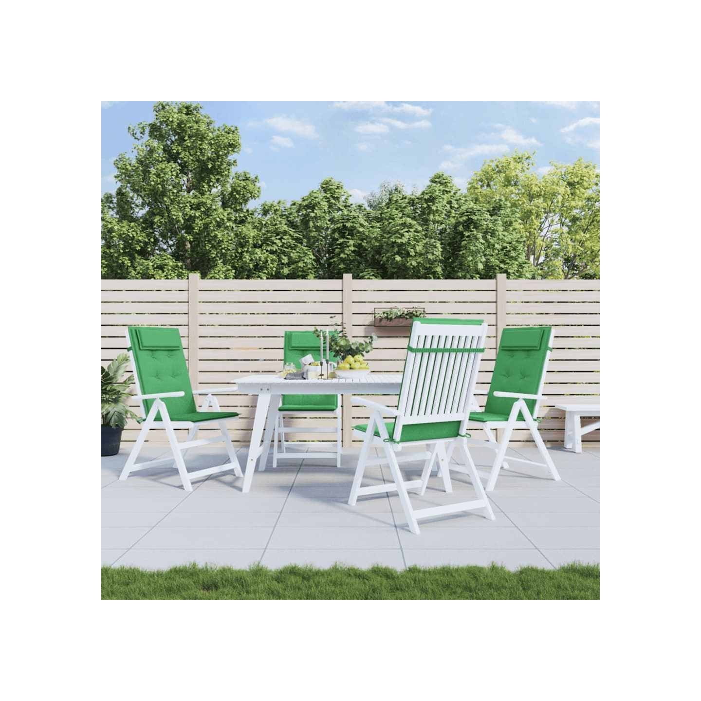 Coussins de chaise à dossier haut lot de 4 vert tissu oxford